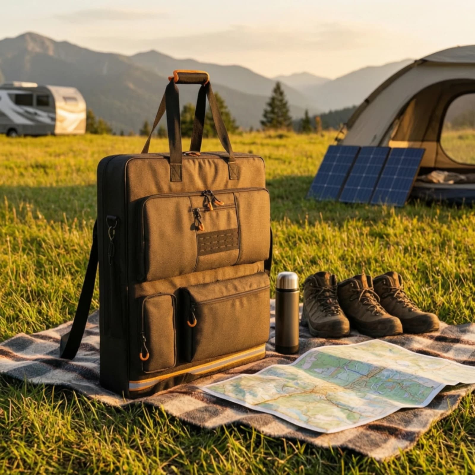 Solar Panel Bag Heavy Duty Solar Panel Carry Bag with Shoulder Strap Sturdy Adjustable for Campers, Camping