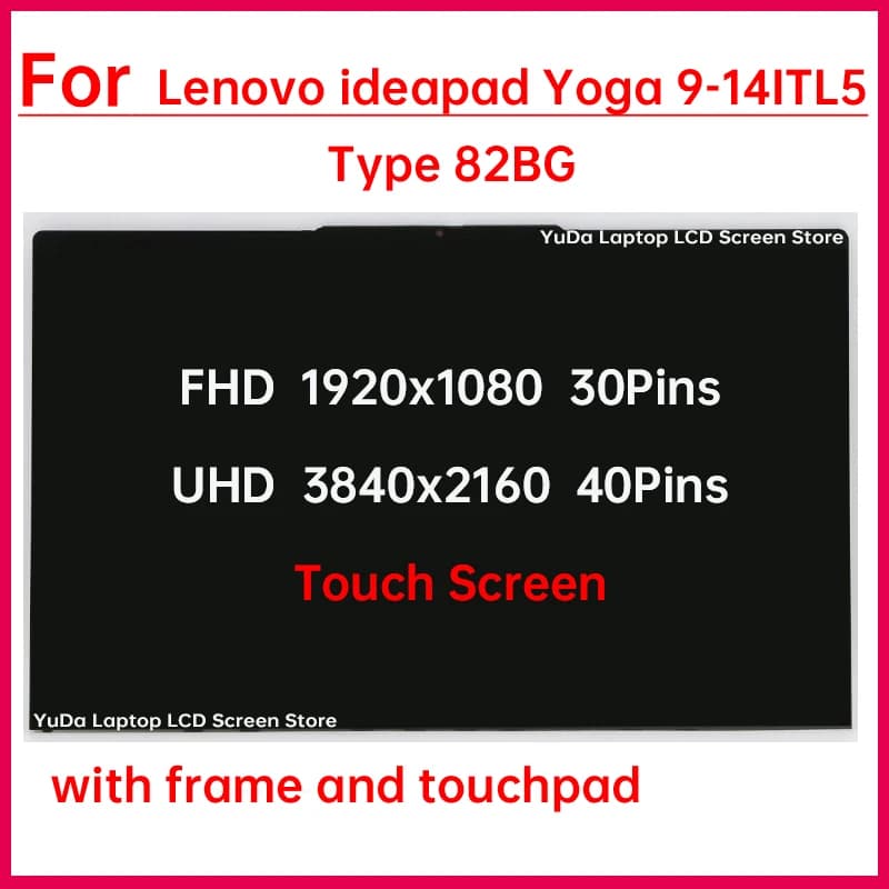 Touch Screen LCD per laptop da 14 pollici per Lenovo ideapad Yoga 9-14ITL5 Tipo 82BG Digitizer + con sostituzione del telaio FHD / UHD