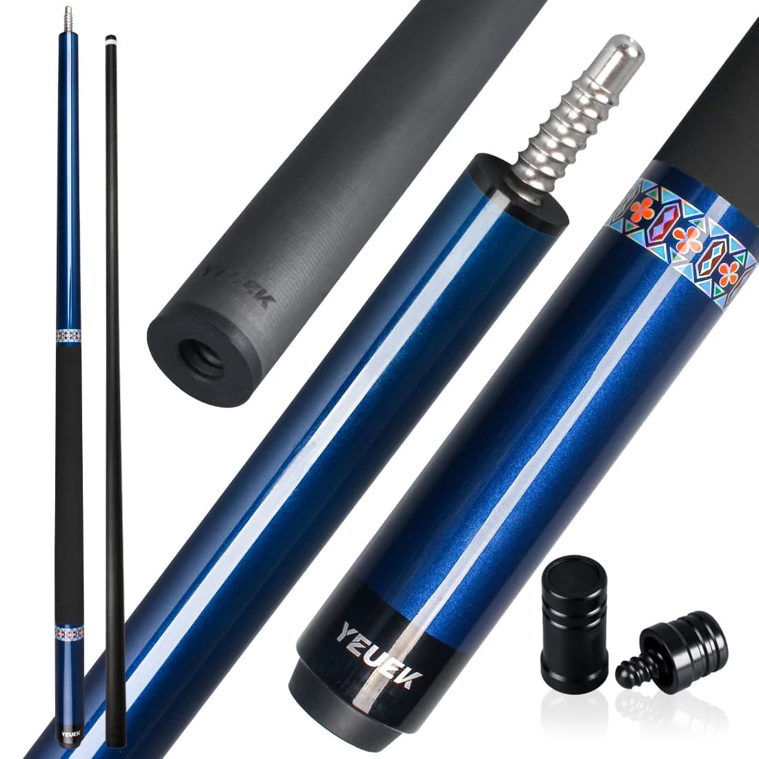 YEUEK Carbon Fiber Pool Cue Stick 12.5mm Tip,Low DeflectionBilliard Cue Sticks Pool Sticks with with 3/8 * 8 Pin,58" Professional Cue Stick 19-20oz