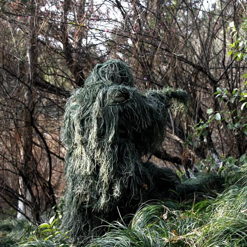 Tuta mimetica per bambini adulti Ophidian Tuta Ghillie per erba 3D 5 pezzi Tuta da caccia per cacciatore di cecchino Tuta per birdwatching