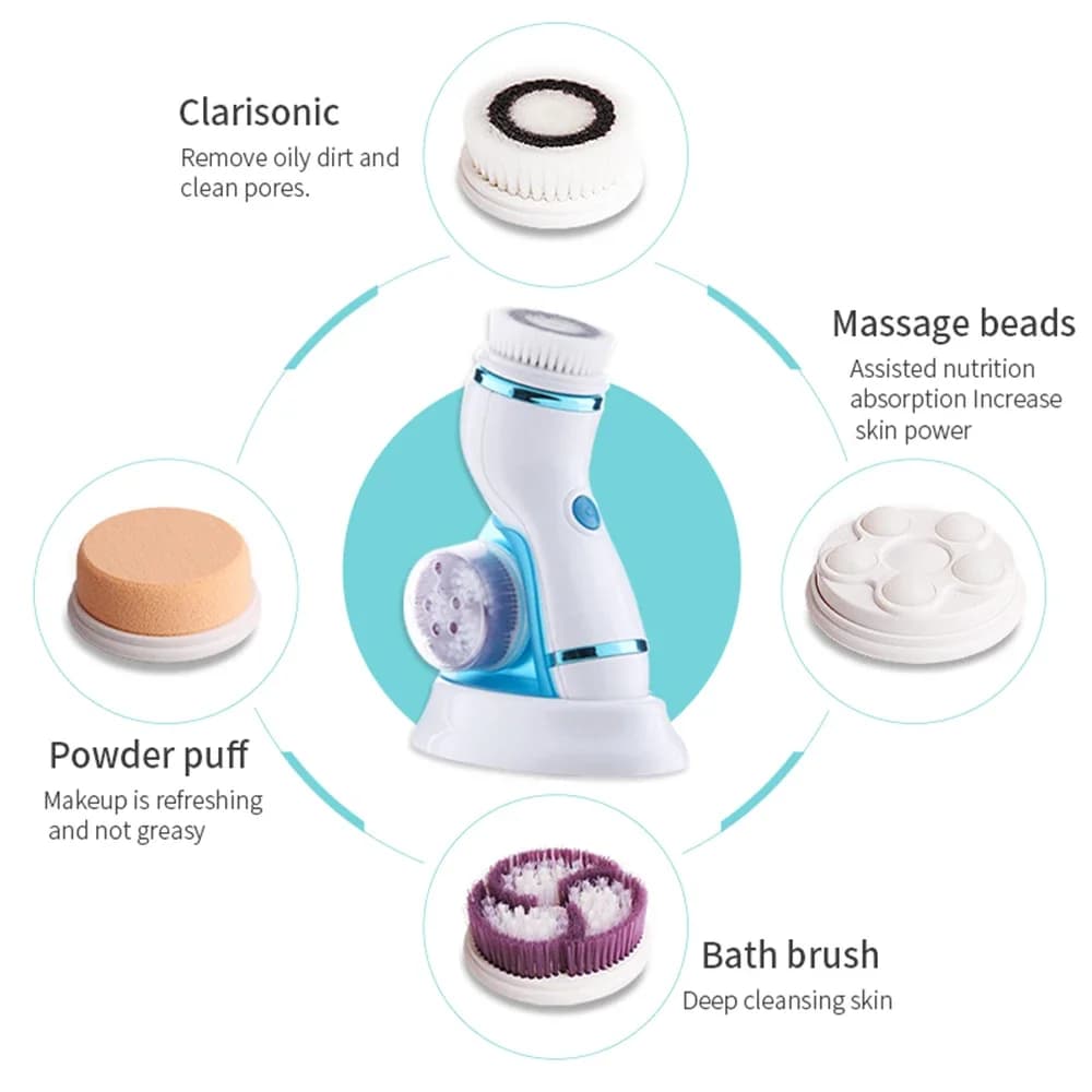 Electric Washing Brushes 4 in 1 Face Cleaning Brush Sonic for Face Brush for Exfoliating Washing Detergent Beauty Skin Care Tool