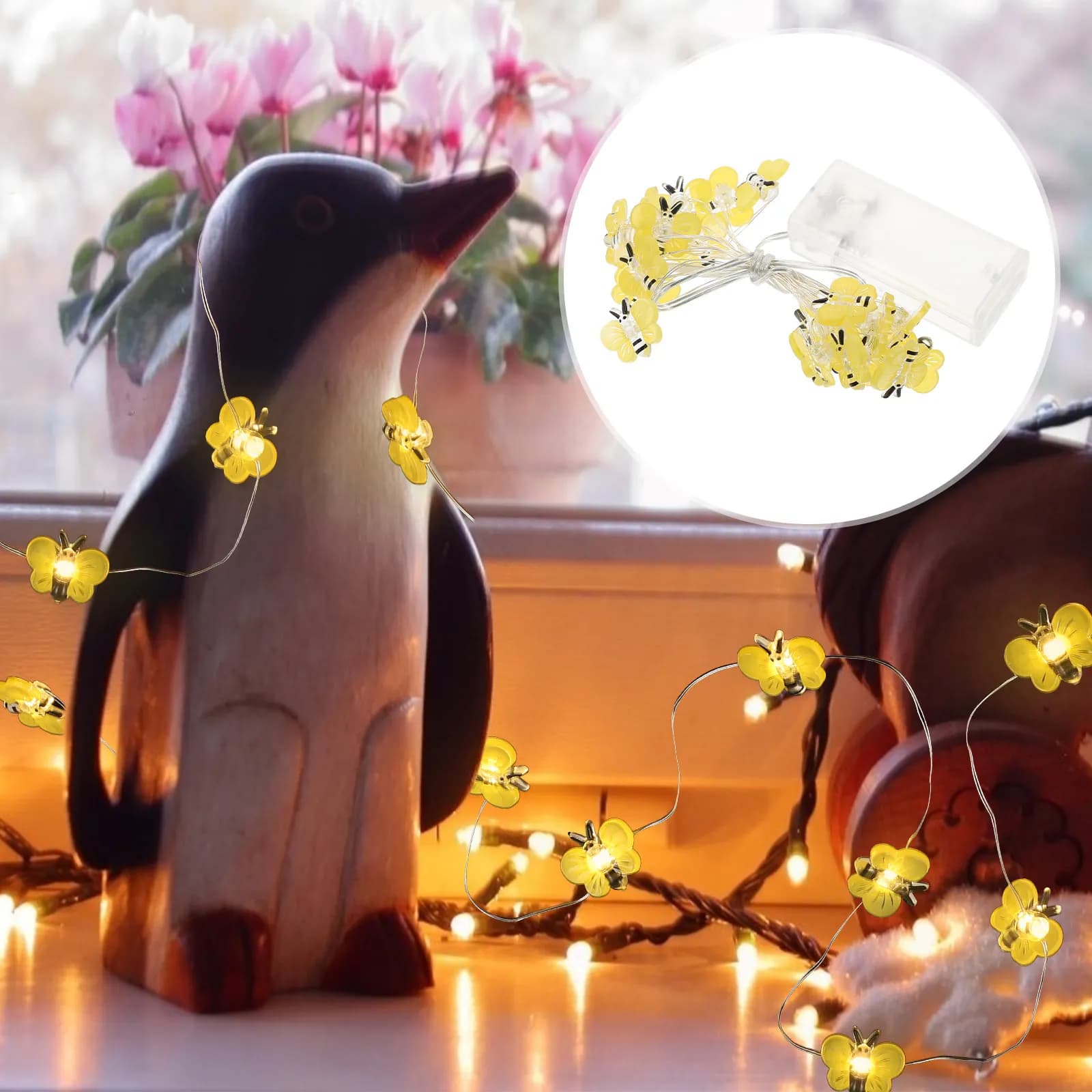 Luci a Stringa a Forma di Farfalle, Lampada LED Decorativa con Aghi di Pino, Illuminazione Festiva per Casa, Patio e Giardino