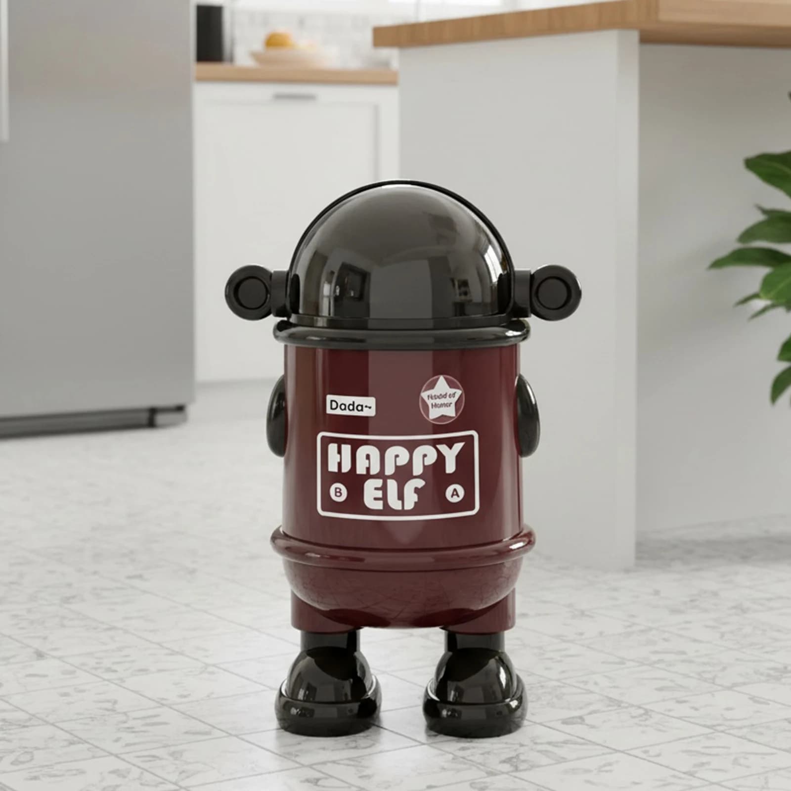 Cestino per Rifiuti Robotizzato con Coperchio, Contenitore in Plastica per Casa, Ufficio, Dormitorio (Modello Nero)