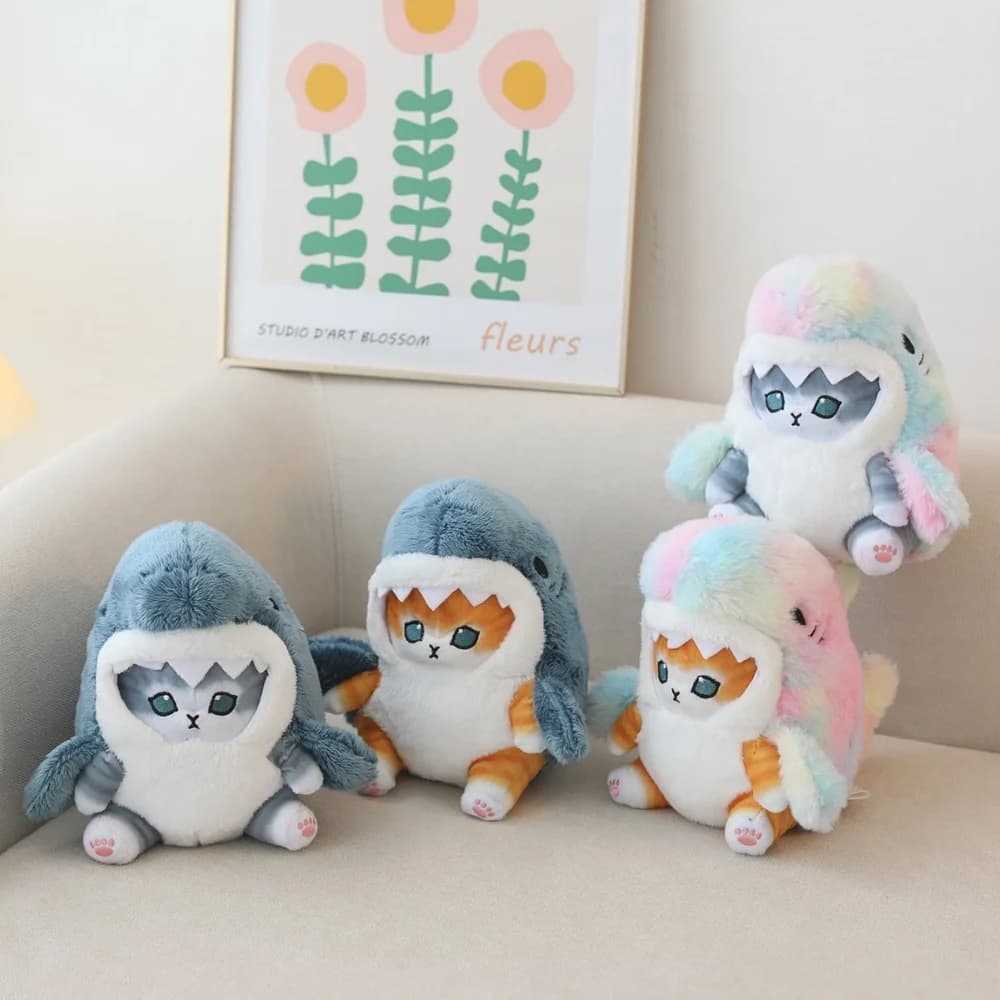 Simpatico squalo gatto peluche cartone animato squalo bambola di pezza cuscino abbracciabile cuscino del divano regalo di compleanno decorazione della casa