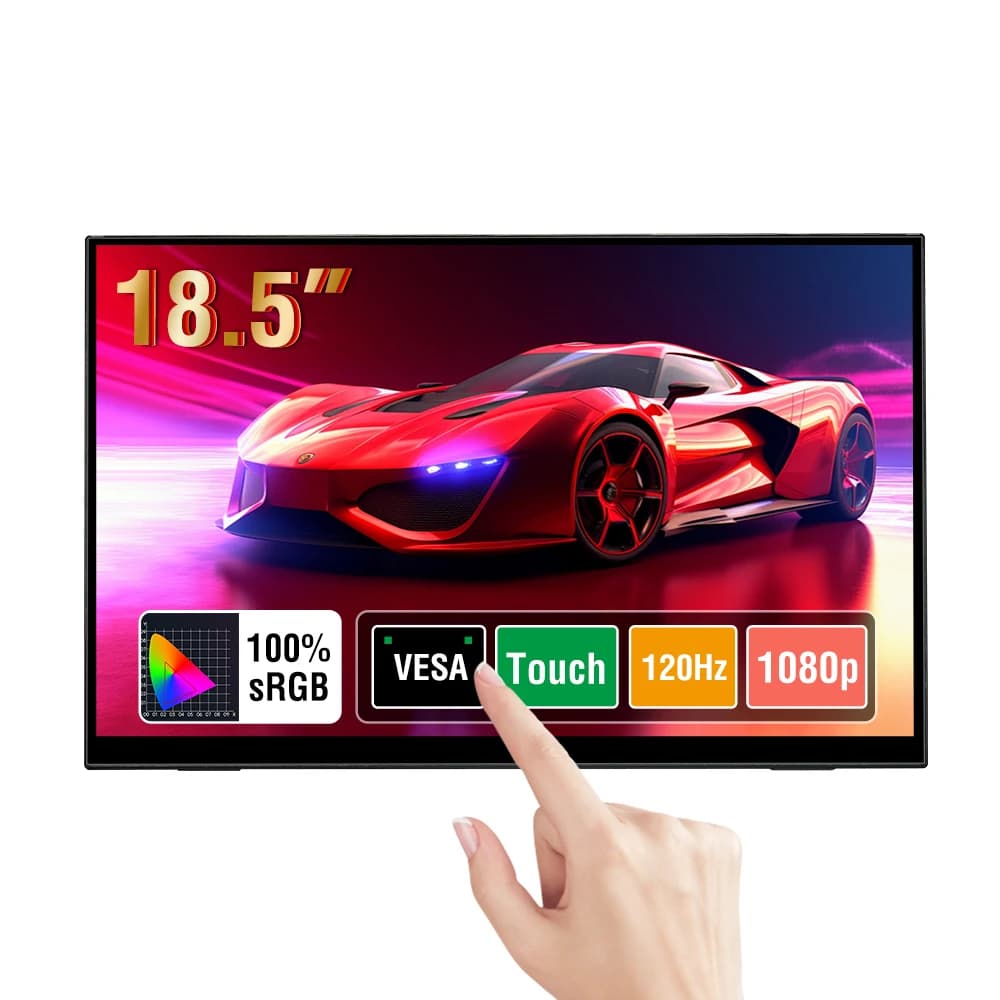 Anmite Monitor Portable Touch Screen 18,5 inch 120Hz 100% sRGB with Xbox PS4 PS5 Mobile Phone Screen Support