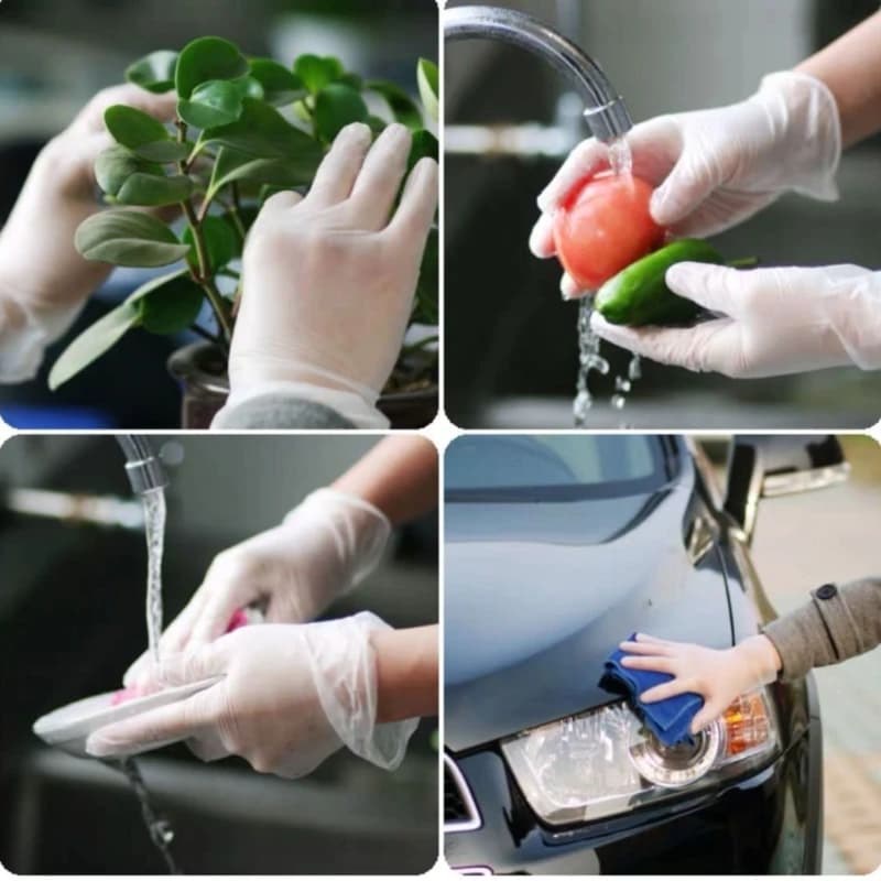 100 PZ/SCATOLA Guanti Senza Lattice TPE Guanti Usa E Getta Trasparente Antiscivolo Acido di Lavoro Grado Guanti Per La Pulizia Della Casa Guanti Da Cucina