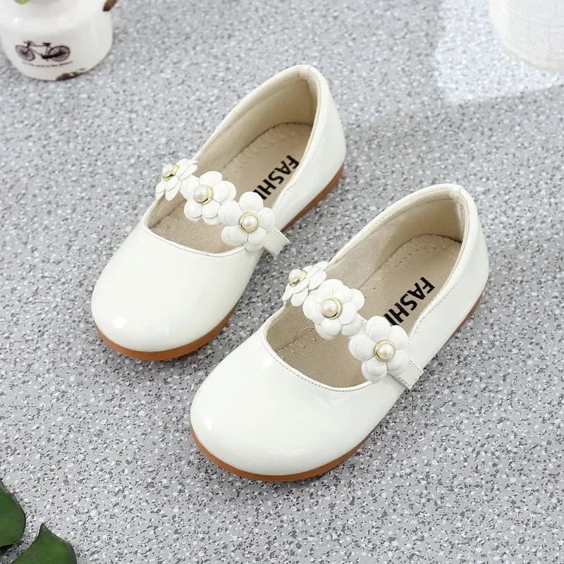 Women's Leather Wedding Shoes Floral Girl Shoes For Kids With Flowers Princess Shoes For Kids Sweet and Soft High Quality For Party
