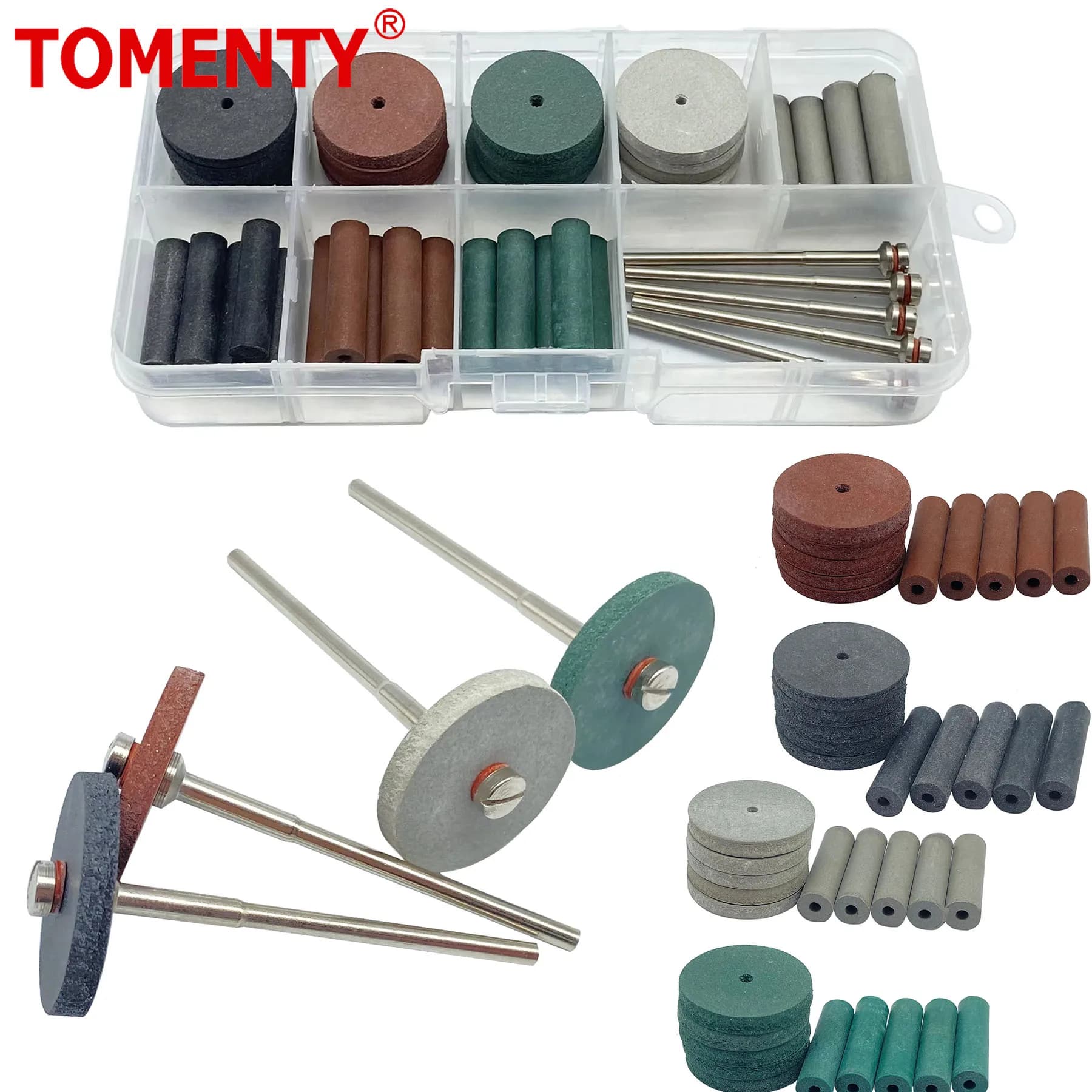 Kit di ruote per lucidatura dentale, rotonde in gomma siliconica, per lucidatura e levigatura, con mandrino per manipoli rotanti, per sbiancamento dentale