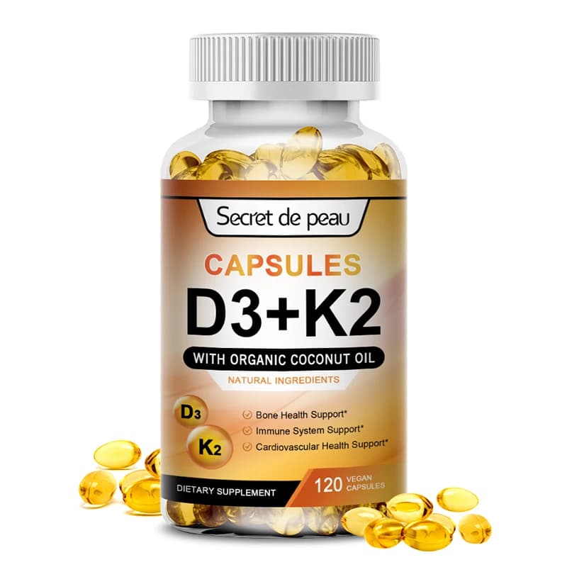 Capsule di vitamina D3K2 integratore di vitamina D e vitamina K supporta il sistema immunitario, le ossa forti per la salute del cuore aiutano a dormire a rilassarsi Nerver