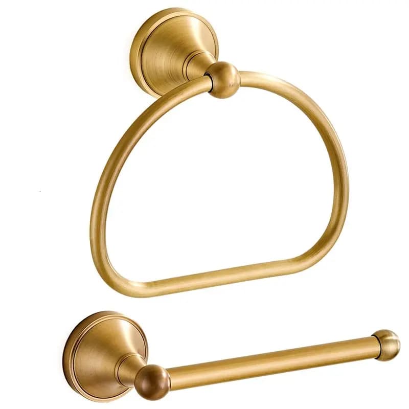 BHBD-Antique Toilet Paper Holder Towel Ring 1Set, Hand Towel Holder Roll Paper Hanger Bathroom Hardware Wall Mounted