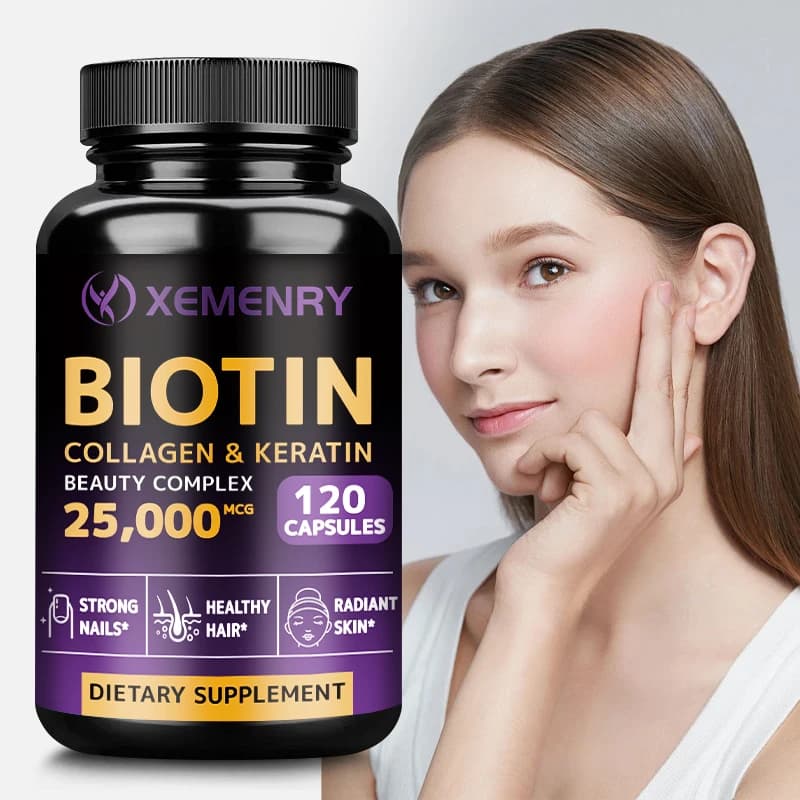 Biotin supplement + collagen + keratin - Helps improve healthy hair, skin, nails | Non GMO
