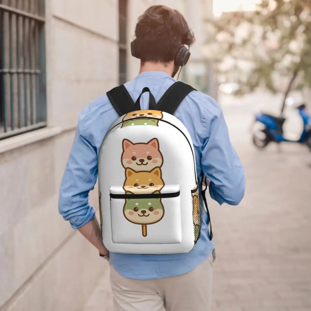Zaino con stampa Three Shiba Inu Happy Skewer, borsa per libri per studenti, borsa per la scuola per bambini, borse a tracolla per computer per uomo e donna