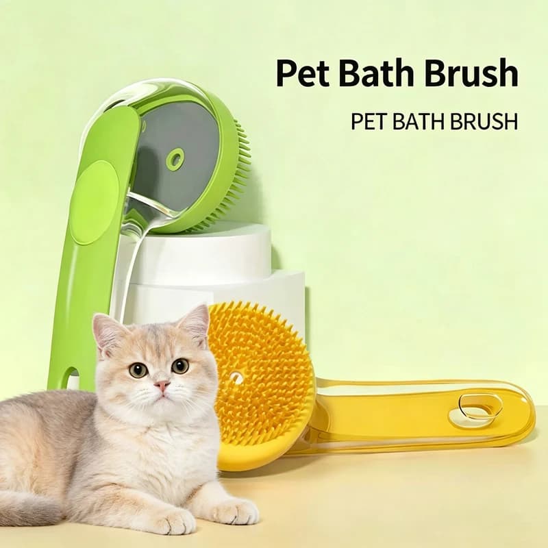 Dog Cat Bath Massage Brush Refillable Liquid Shampoo Scrubber Pet Grooming Washing Hair Shower Head Massage Brush for Dog Cat