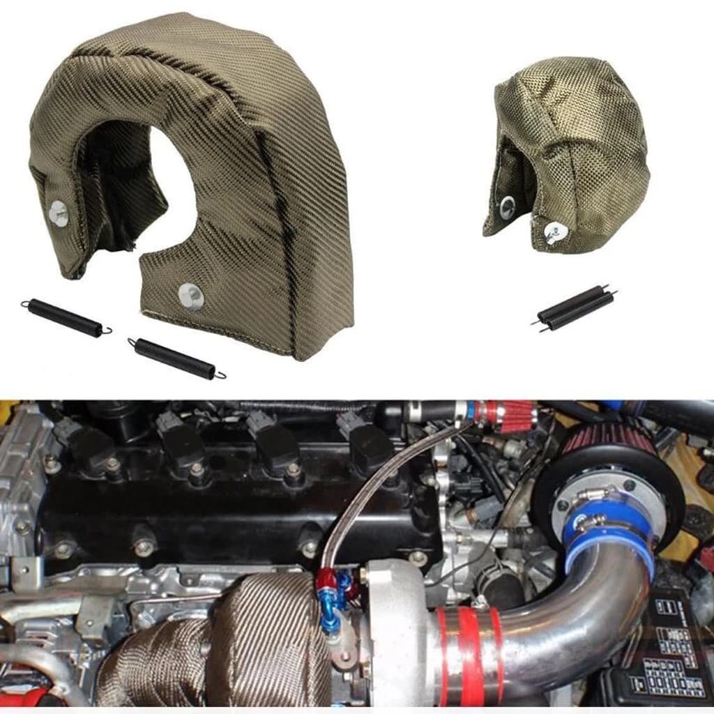 T3 Turbo Heat Blanket Titanium Cover Turbocharger Shield Fiberglass Inner Wool for Engine Thermal Safety