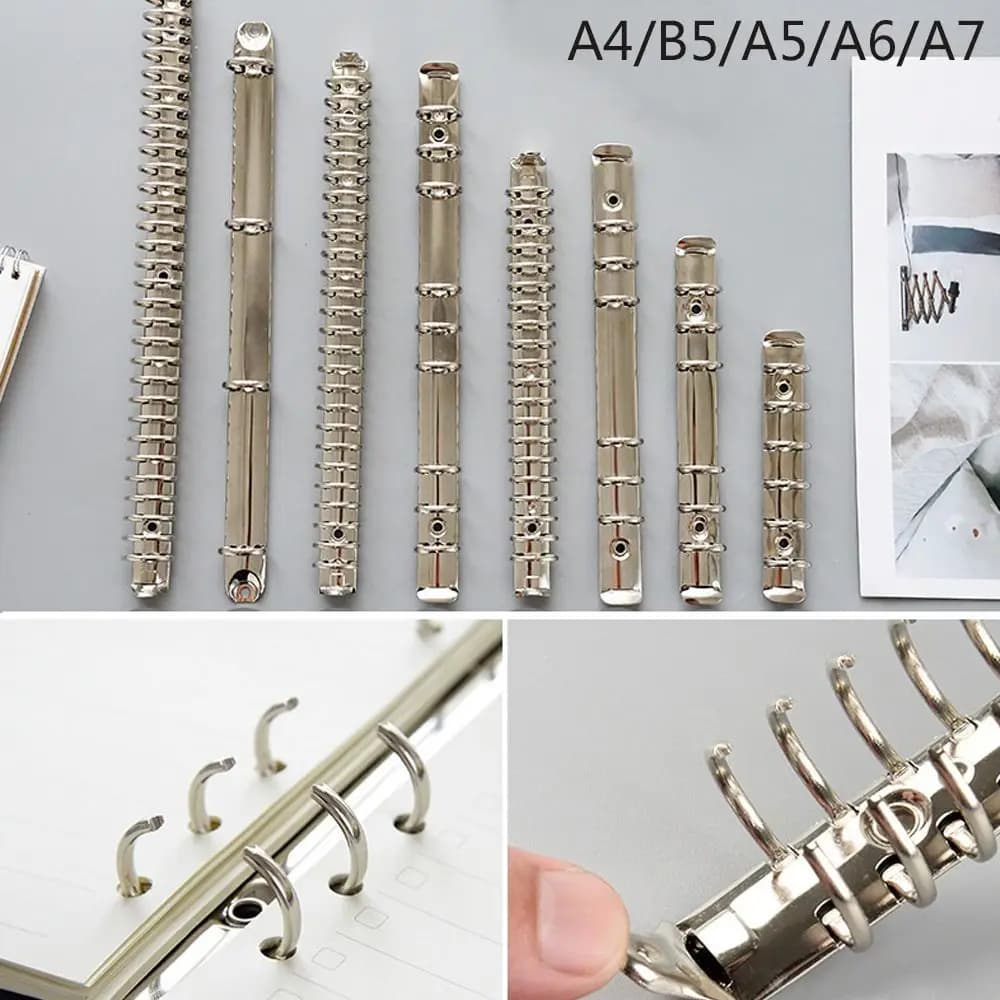 A4/B5/A5/A6/A7 Raccoglitore ad anelli a spirale in metallo Clip per cartella di file a fogli mobili Accessorio per notebook Cancelleria