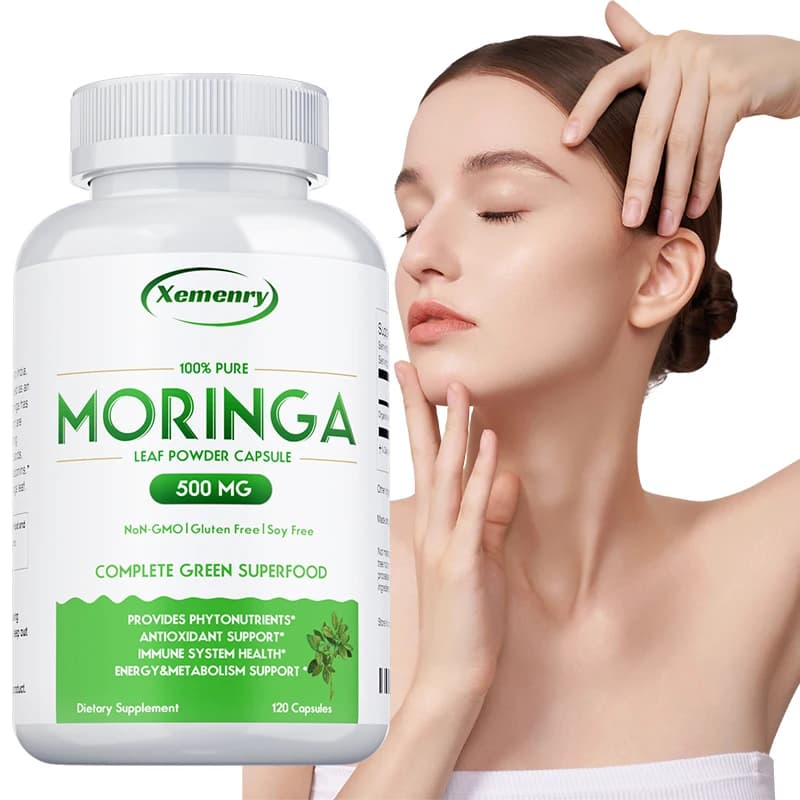 Capsule Moringa: integratori antiossidanti supportano il sistema immunitario, la produzione energetica e il metabolismo, non OGM