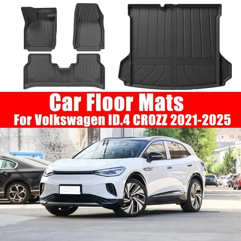 Tappetini per auto per tutte le stagioni per Volkswagen ID.4 CROZZ 2021-2025 Fodere per pavimenti in TPE durevoli Parti interne per auto antiscivolo impermeabili