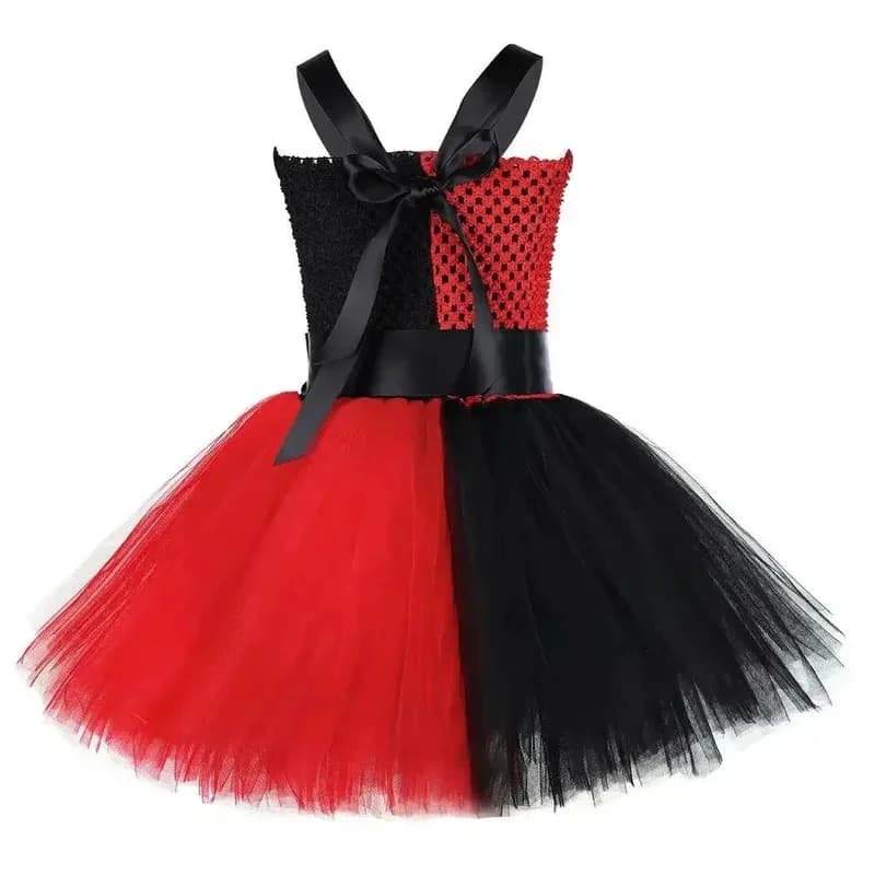 New 2026 Red Black Clown Tutu Dress Happy Purim Birthday Party Dresses Halloween H-harley squad quinn Joker Cosplay Costume COS