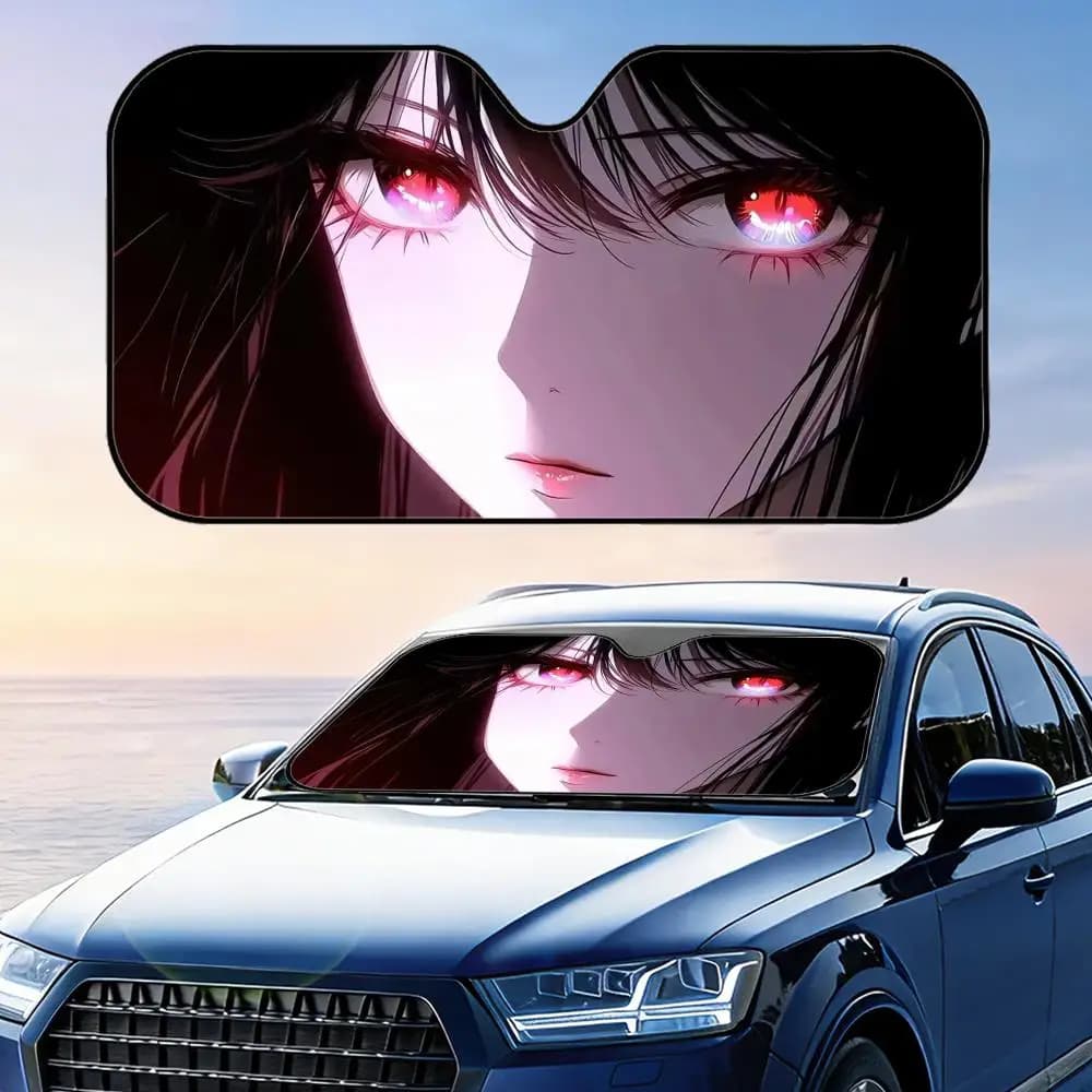Parasole per Auto con Design Ragazza Affascinante, Copertura Parabrezza, Protezione UV, Isolamento Termico Riflettente in Lamina di Alluminio, Pieghevole e Riutilizzabile