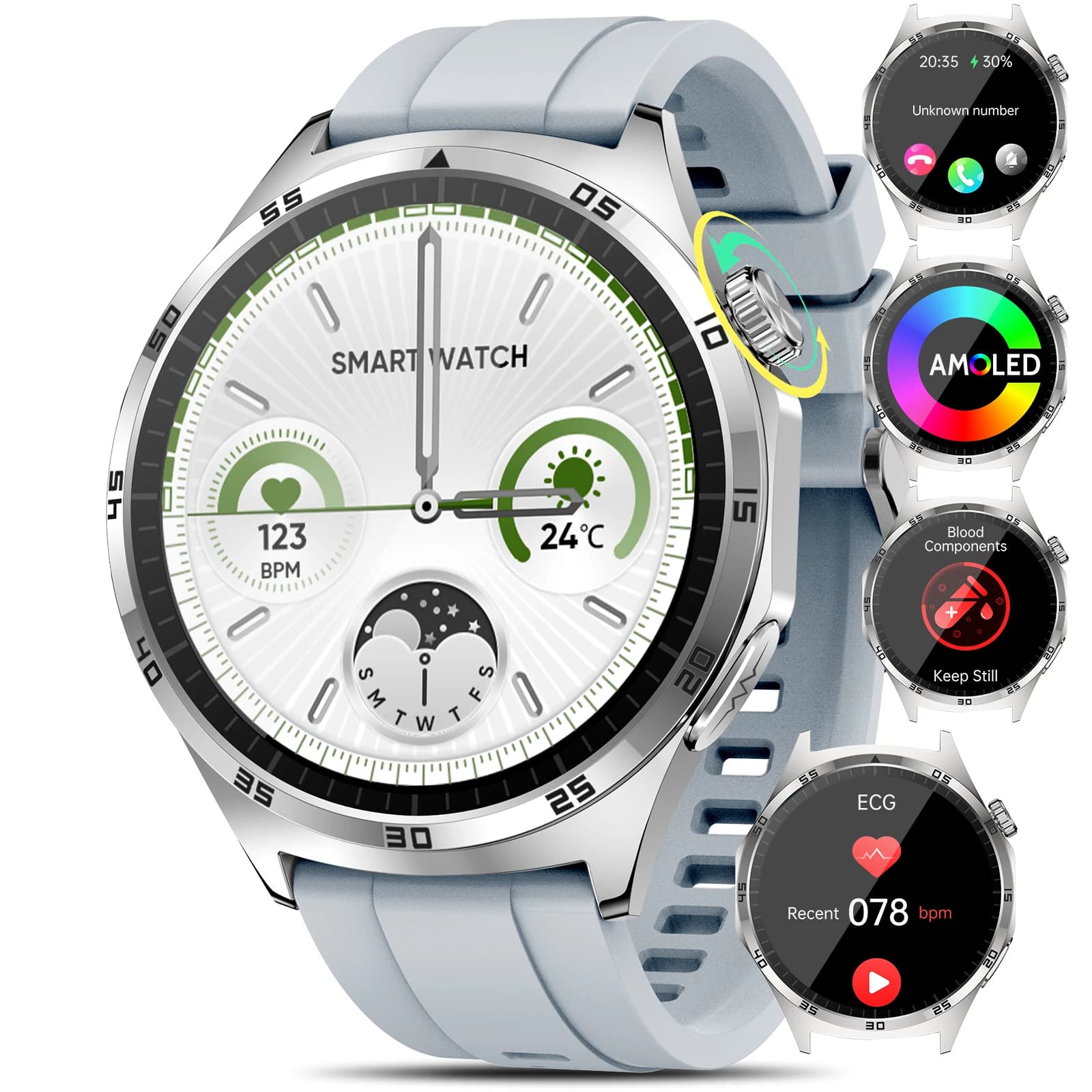 Smartwatch Marsyu ECG+PPG per la diagnosi della salute, orologio in zaffiro per uomo e donna, monitoraggio di acido urico, lipidi, pressione sanguigna, frequenza cardiaca, orologio sportivo intelligente.