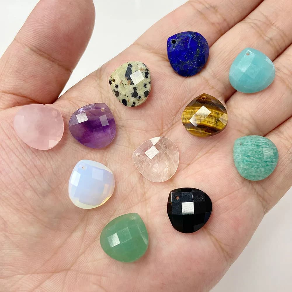 Pendants with natural stone amethysts Water Drop Faceted Pink Quartzs for jewelry creation Cure accessory for DIY earrings
