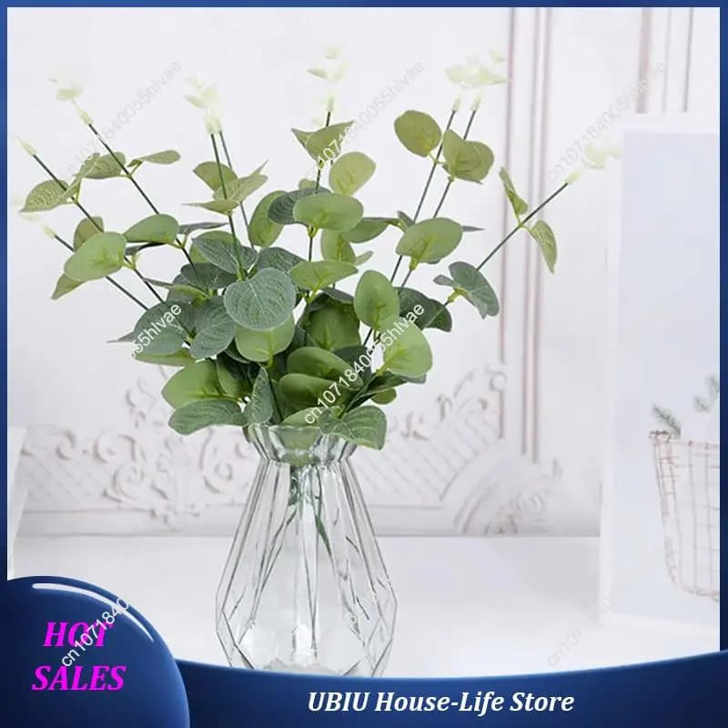 40 pieces plants fake silk eucalyptus leaf decorations diy for home garden wedding scrapbooking artificial flower-best sold