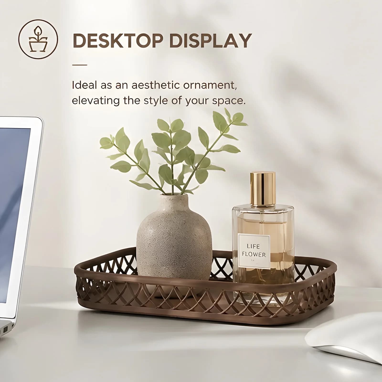 Nordic Lattice Desktop Storage Tray Minimalist Cosmetic Organizer Basket Entryway Key Catchall Plate Office Desk Accessories