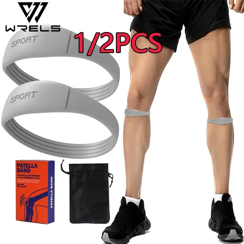 1/2 Pezzi Fasce per Ginocchia in Silicone Antiscivolo, Protezione del Tendine Rotuleo, Supporto per Ginocchio per Basket, Corsa, Ciclismo, Fascia Compressiva per Ginocchio