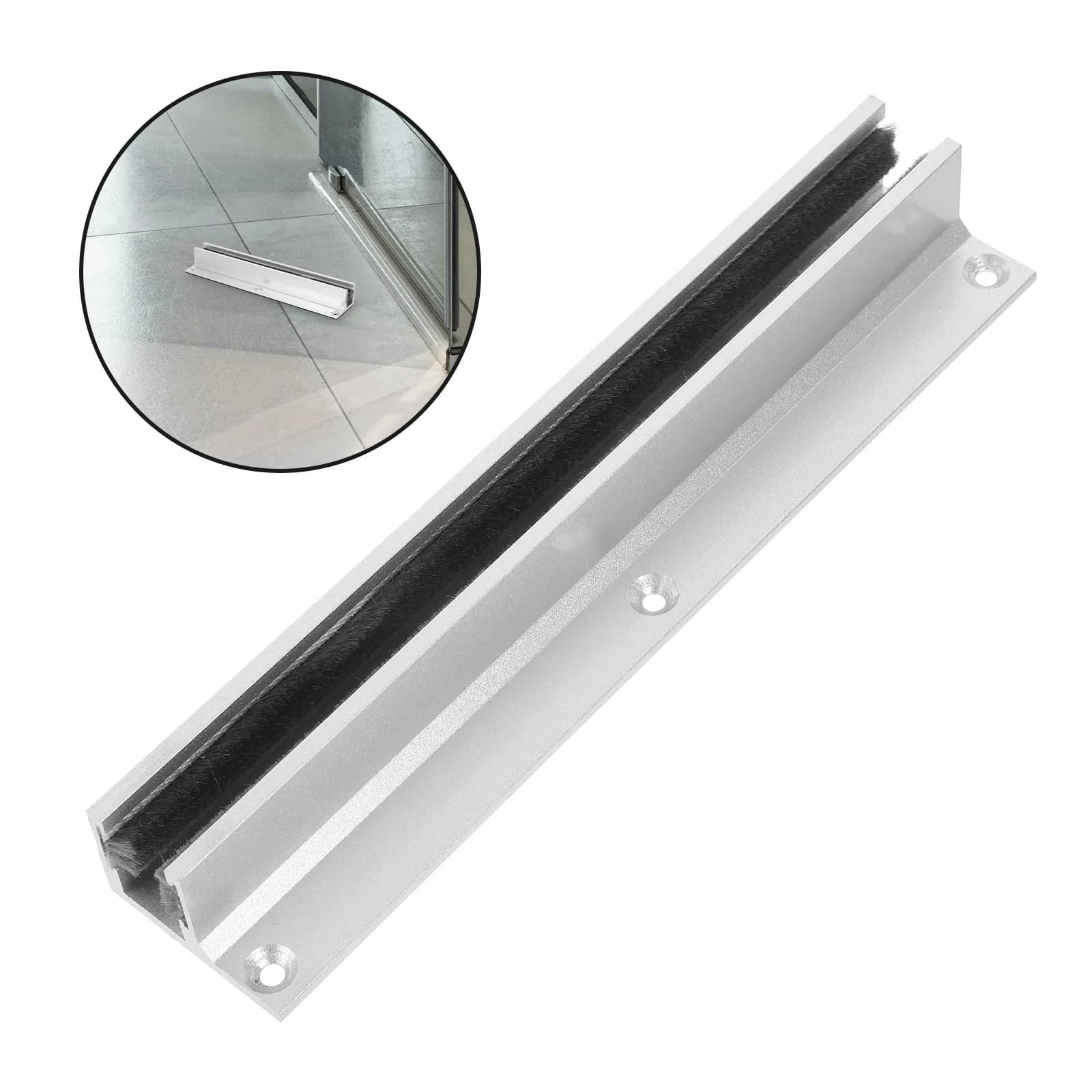 Guida inferiore scorrevole per porta doccia in vetro da 8-14 mm, per porte bagno senza telaio, scorrevole fluido, anti-oscillazione, con stop stabilizzatore