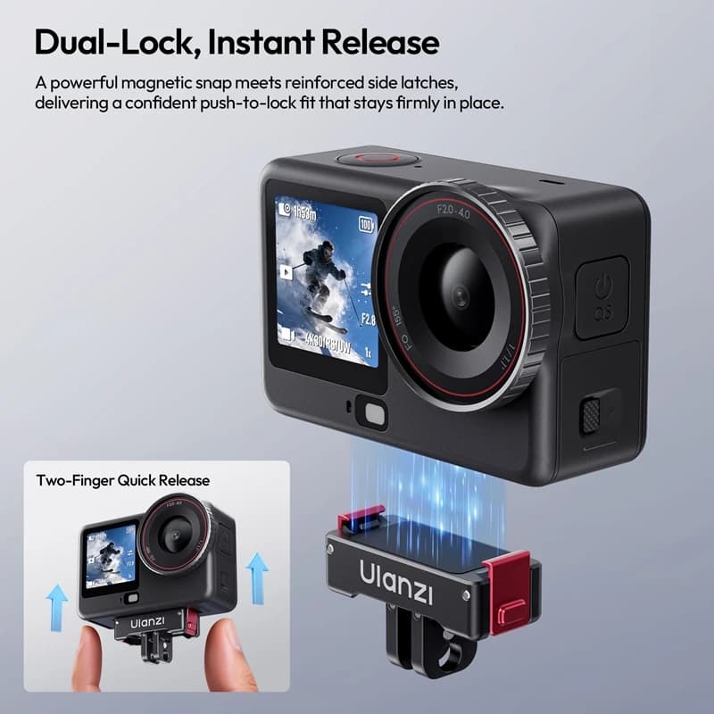 Adattatore Magnetico a Sgancio Rapido Ulanzi OA24 in Metallo per DJI Action 6/Nano Camera, Treppiede, Asta Selfie, Clip per Zaino, Accessori