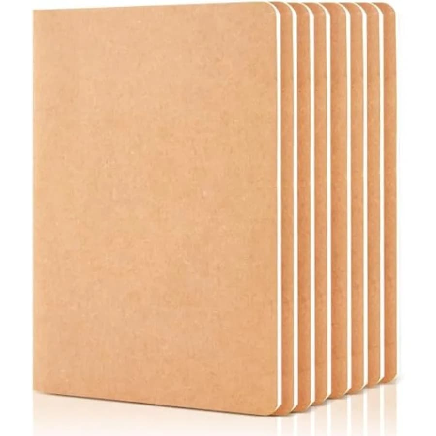 8 Pack Unlined Kraft Paper Notebooks, Blank Journal Note Pad for Drawing Writing, Small Sketchbook Travel Journal Bulk for Wome