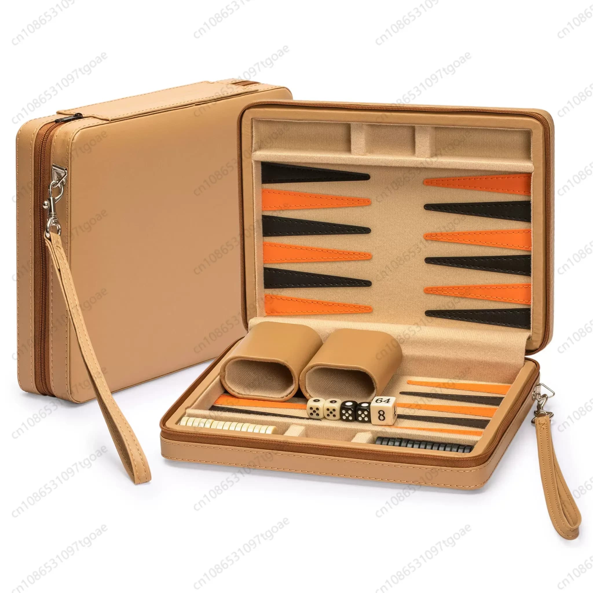 2-In-1 Mini Travel Chess & Backgammon Set Acrylic Pieces Leather Portable Case for Adults 25x19x6cm Wholesale Available
