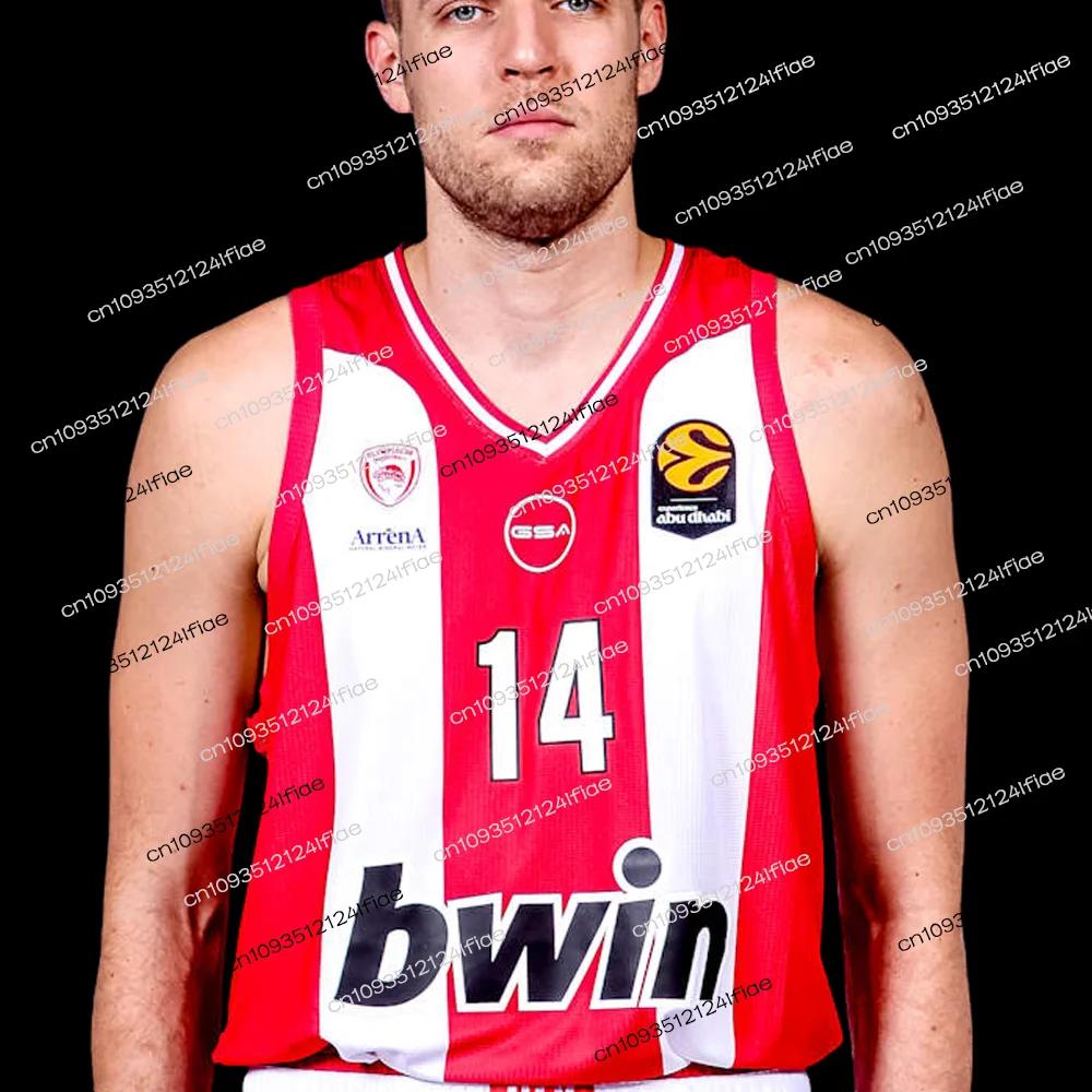 2026 New Arrival Olympiacos European Basketball Jersey Vest VEZENKOV No.14 Men's Sports Vest Kids Basketball Special Jersey Set