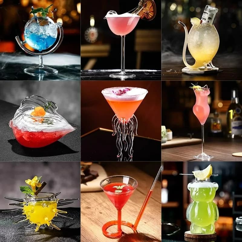 Bicchieri da cocktail creativi, bicchieri da champagne divertenti, bicchieri da vino martini a forma di animale, accessori da cocktail per bar e feste