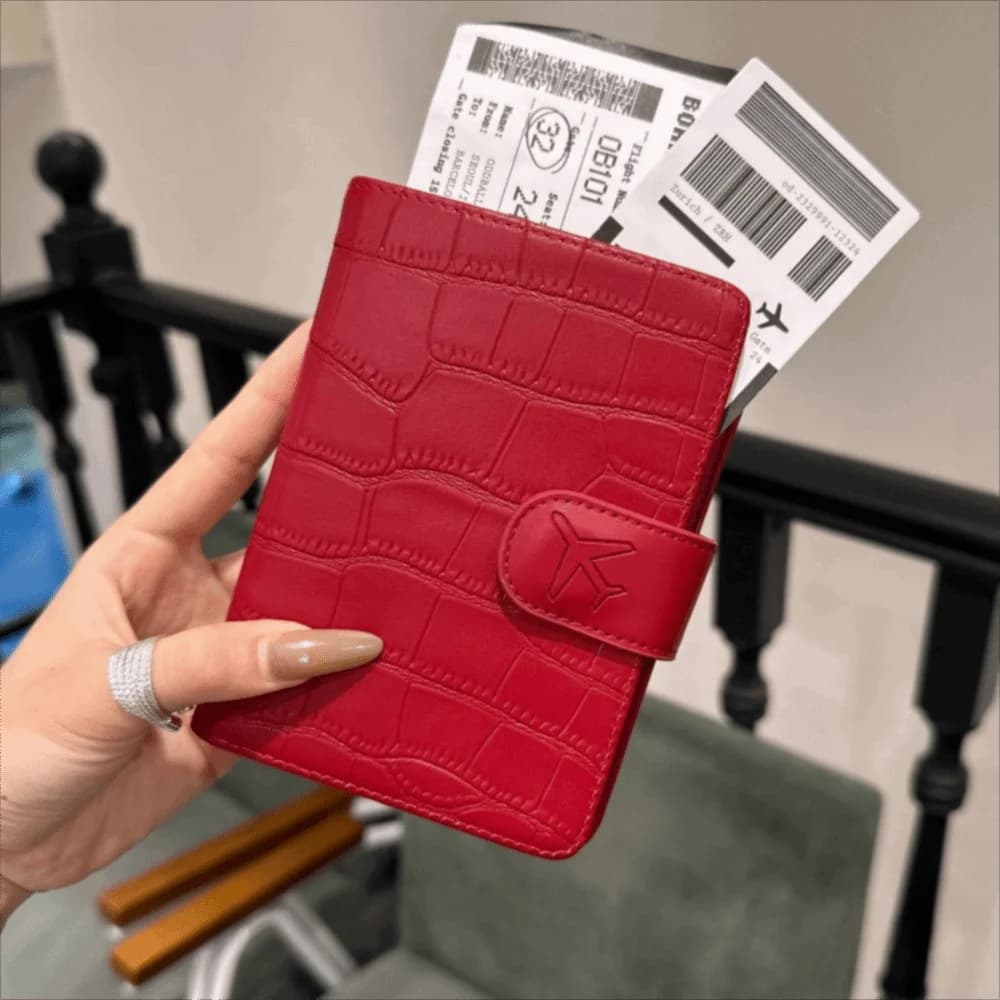 Porta passaporto portatile in tinta unita Custodia per passaporto da viaggio antifurto in PU Borsa per passaporto per archiviazione documenti ultrasottile