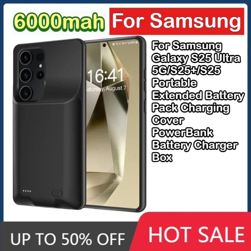 6000mah Per Samsung Galaxy S25 Ultra 5G/S25 +/S25 Batteria Estesa Portatile Coperchio di Ricarica PowerBank Caricabatteria Box