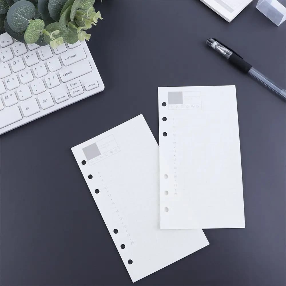 Raccoglitore a spirale settimanale Dot A5 A6 A7 Agenda giornaliera 45 fogli Ricarica per notebook Raccoglitore per pagina interna a fogli mobili Pagina interna Ricarica di carta