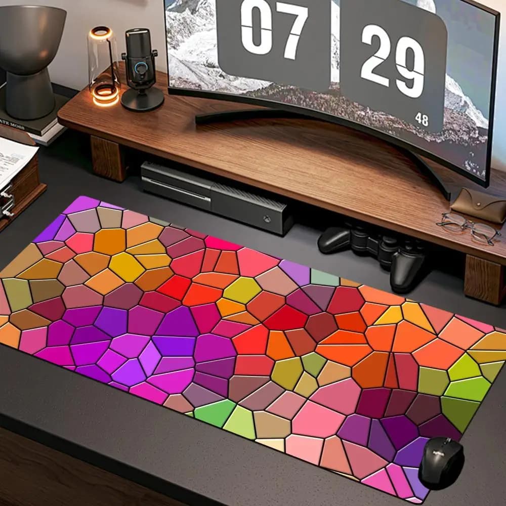 Tappetino per mouse con texture a mosaico, nuovo tappetino per computer da casa, tappetino da scrivania XXL, in gomma naturale, antiscivolo, accessori per gaming.