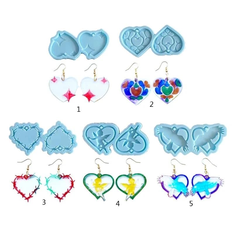 J78F Diy Valentine's Day Series Mold Silicone Earring Mold for Resin Casting Crafts