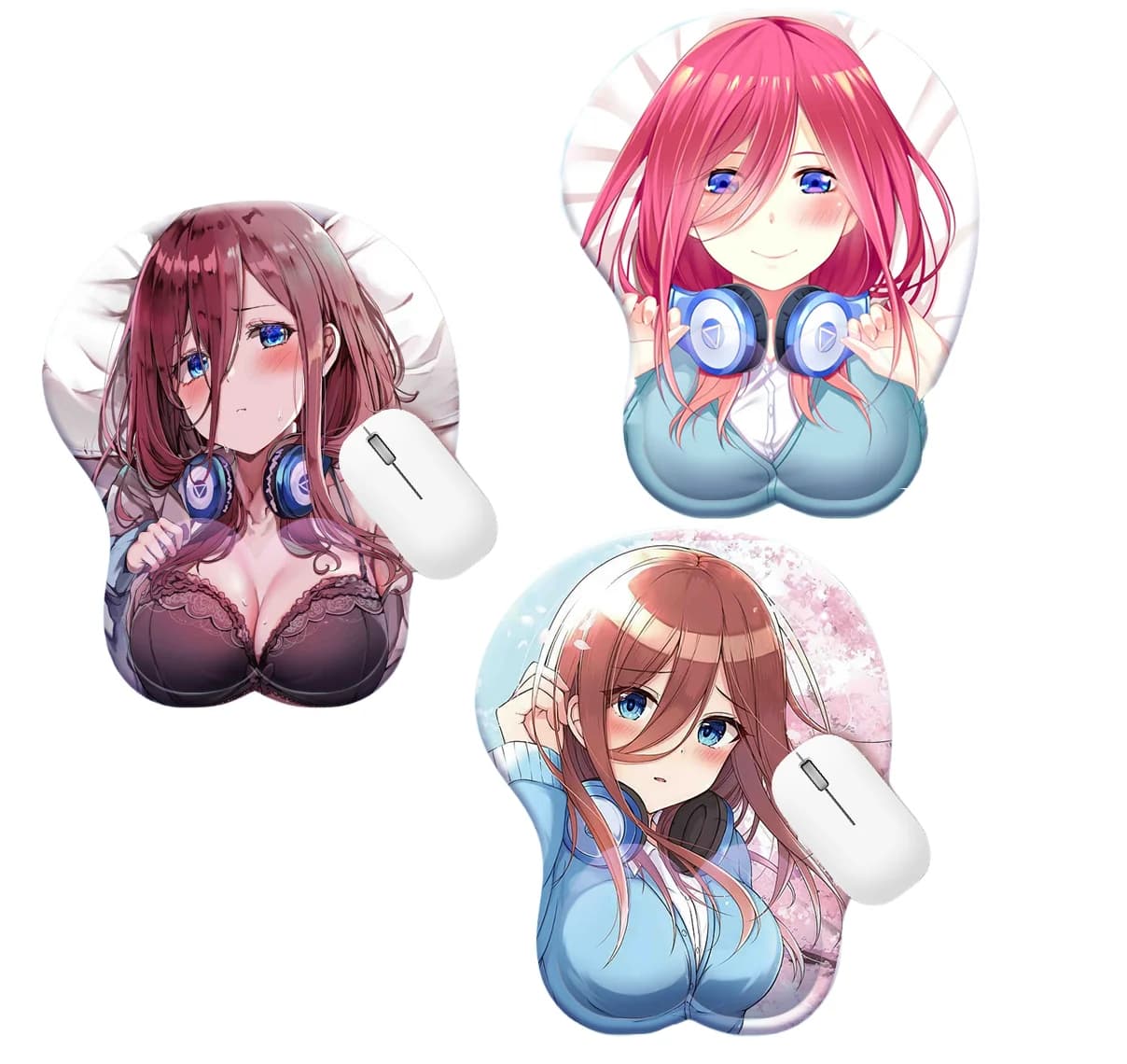 25.5x21.5x3cm The Quintessential Quintuplets 3D Mousepad Anime Nakano Miku Office Hand Pads Morbido Silicone Polso Guard Mouse Pad