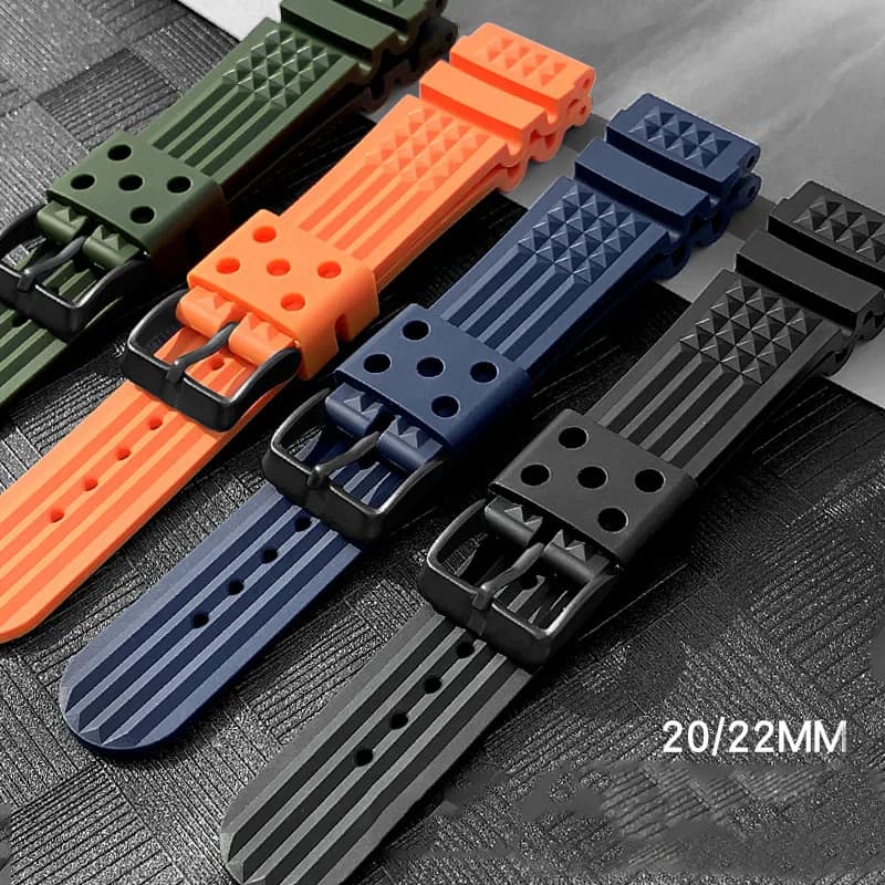 Cinturino in gomma TPU per Seiko Citizen Sport Diving Watch Band Uomo Army Silicone Water Ghost Bracciale da polso Accessori 20mm 22mm