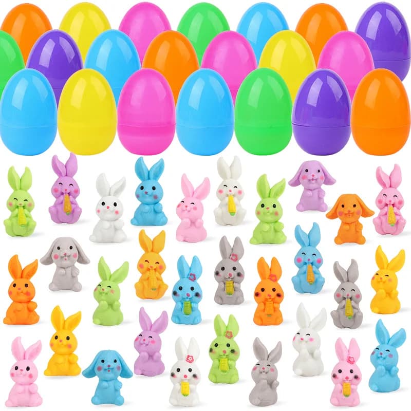 24/48 pezzi di uova di Pasqua riempibili con coniglio riempitivo per cestini di Pasqua forniture per giochi di caccia alle uova bomboniere per feste di compleanno per bambini decorazione della casa