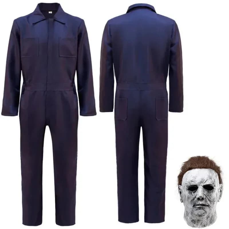 Michael Myers Costume Cosplay Maschere horror in lattice Tuta Set Creepy Demon Killer Ruolo Paly Festa di carnevale di Halloween; 3'v, 6.h;8