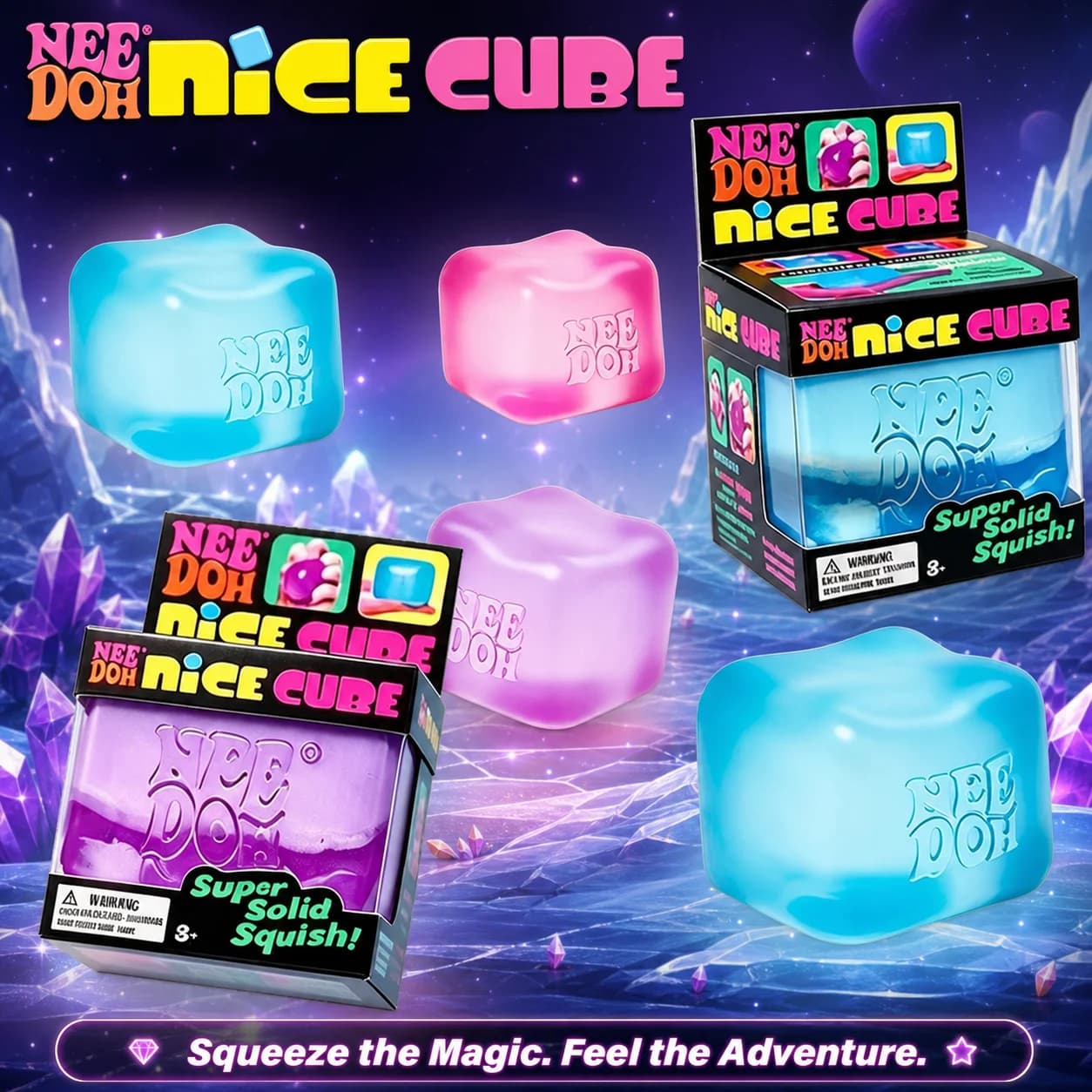 Nee Doh Jellyfish Cube Squish Toy Soft Squeeze Stress Relief Fidget Sensory Toy for Kids Adults Trending NeeDoh