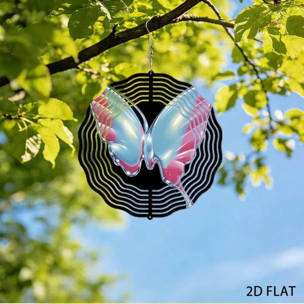 Metal Butterfly Wind Chimes Pink Blue Outdoor Garden Patio Decor Glaze Art Yard Hanging Ornament