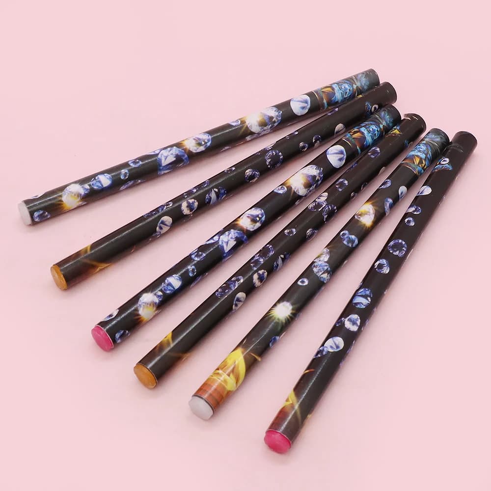 6 pezzi raccoglitore di strass matita di cera autoadesiva penna di arte del diamante applicatore di strass raccoglitore di gemme strumento di punteggio dei gioielli per manicure