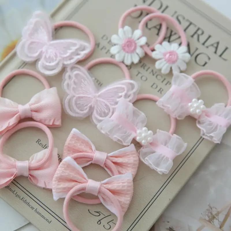10Pcs/Lot Handmade Elastic Ball Hair Bands For Girls Cute Children's Hair Decoration Trendy Lovely Headwear Hairpins Accessory
