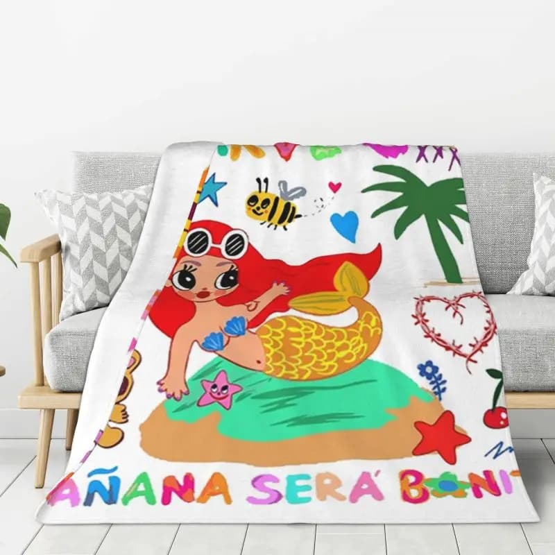 Coperta Personalizzata Manana Sera Bonito Karol G, Morbida Coperta in Pile e Flanella per Letto, Divano, Casa, Autunno