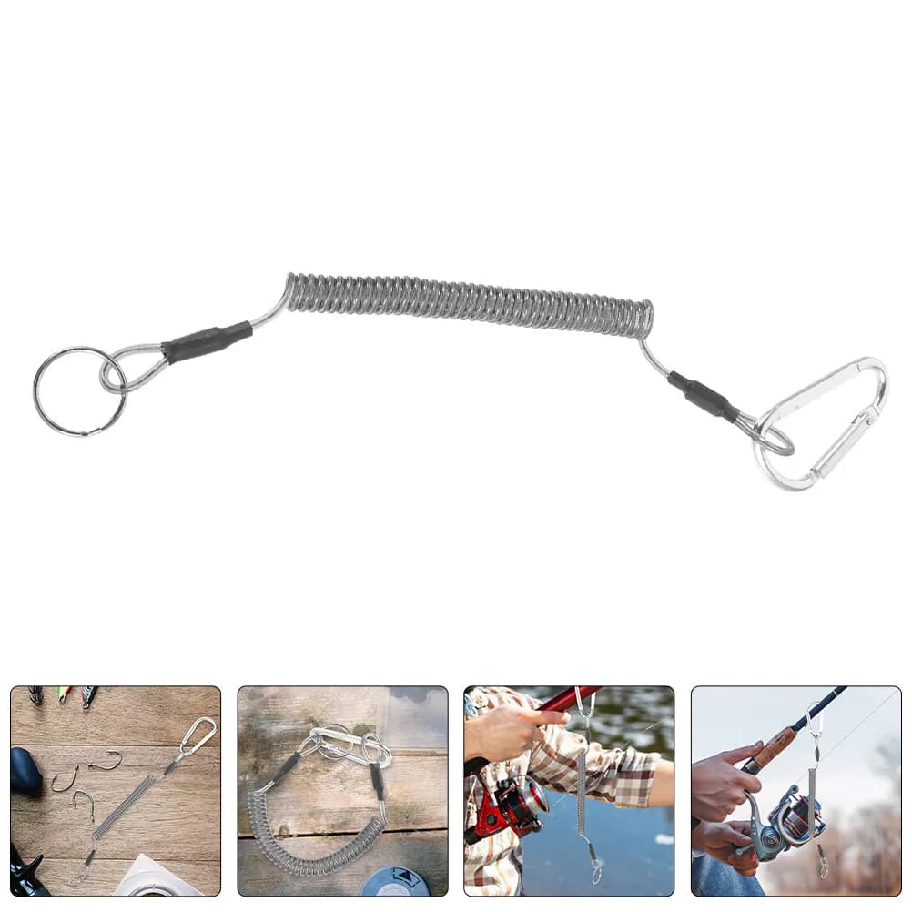 Set di 4 Cordini Retrattili Robusti in Acciaio per Canne da Pesca, Pinze, Impugnature, Pagaie, Kayak e Immersioni