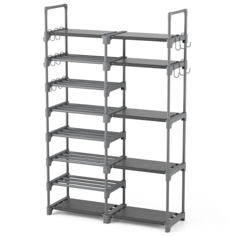 Scarpiera Organizzatore per riporre le scarpe per armadio Ingresso Garage Camera da letto Scaffale per scarpe alto in metallo a 8 livelli per 2632 paia Stivali Scarpe Adj